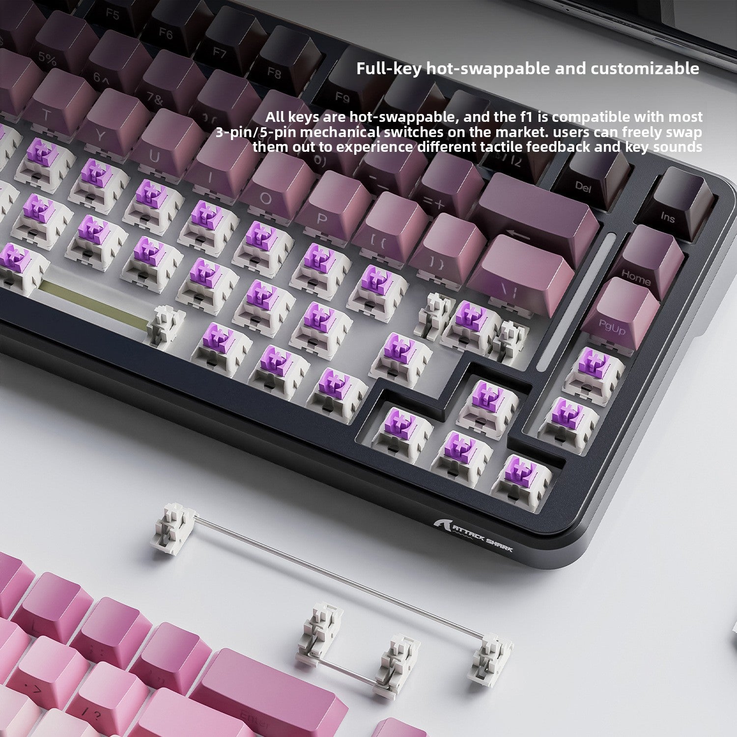 Teclado mecánico inalámbrico Attack Shark M86 | Teclado para juegos RGB de tres modos