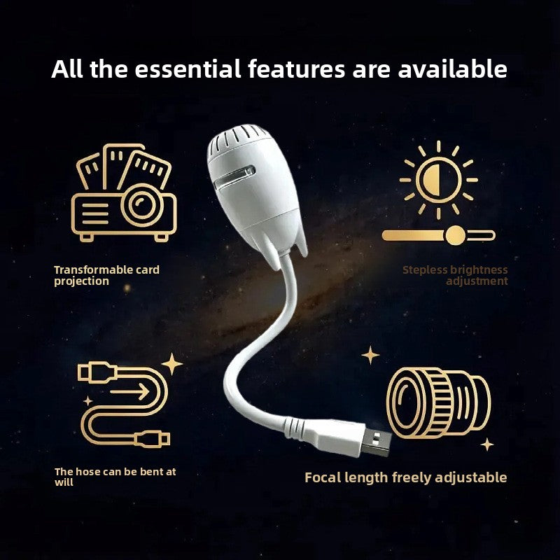 Proyector de cielo estrellado y luz nocturna | Lámpara ambiental de galaxia USB