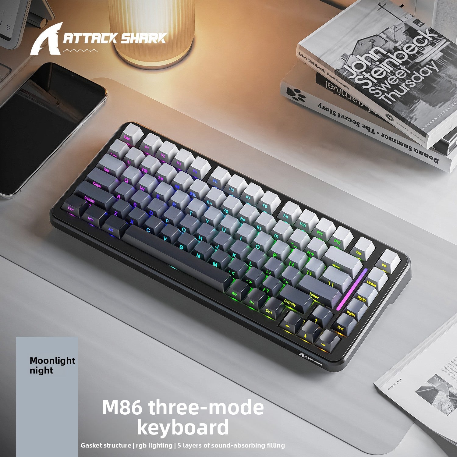 Teclado mecánico inalámbrico Attack Shark M86 | Teclado para juegos RGB de tres modos
