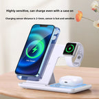Estación de carga inalámbrica plegable 3 en 1 | Cargador para teléfono, reloj y auriculares