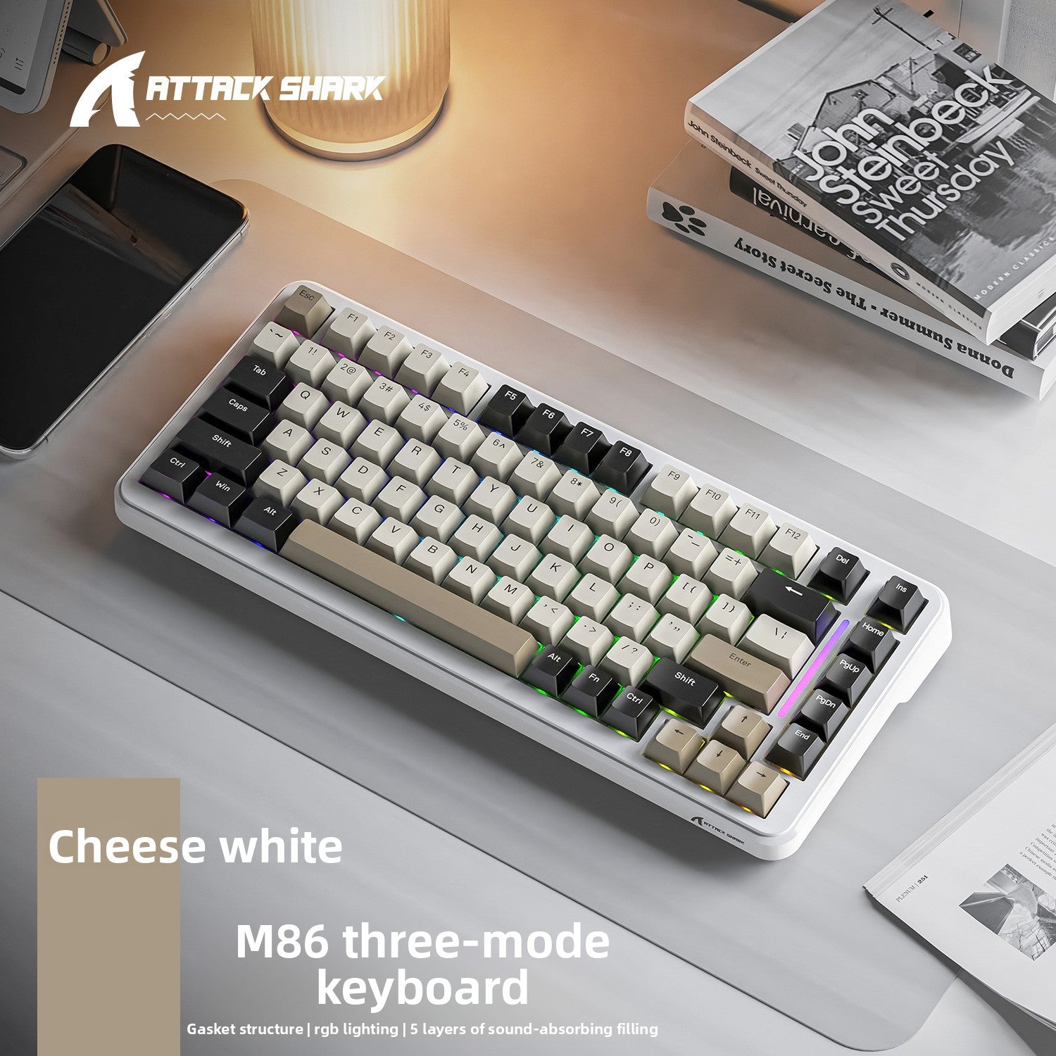 Teclado mecánico inalámbrico Attack Shark M86 | Teclado para juegos RGB de tres modos