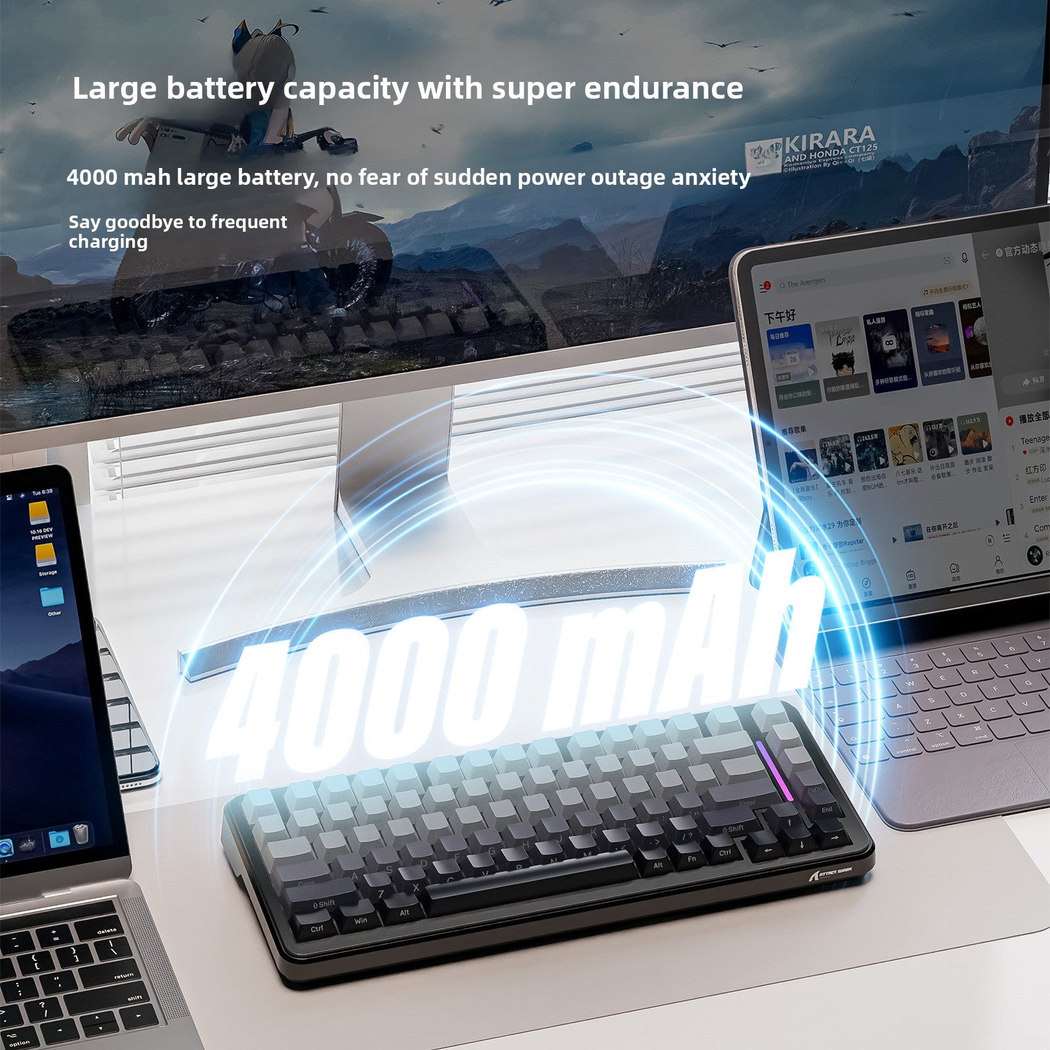 Teclado mecánico inalámbrico Attack Shark M86 | Teclado para juegos RGB de tres modos