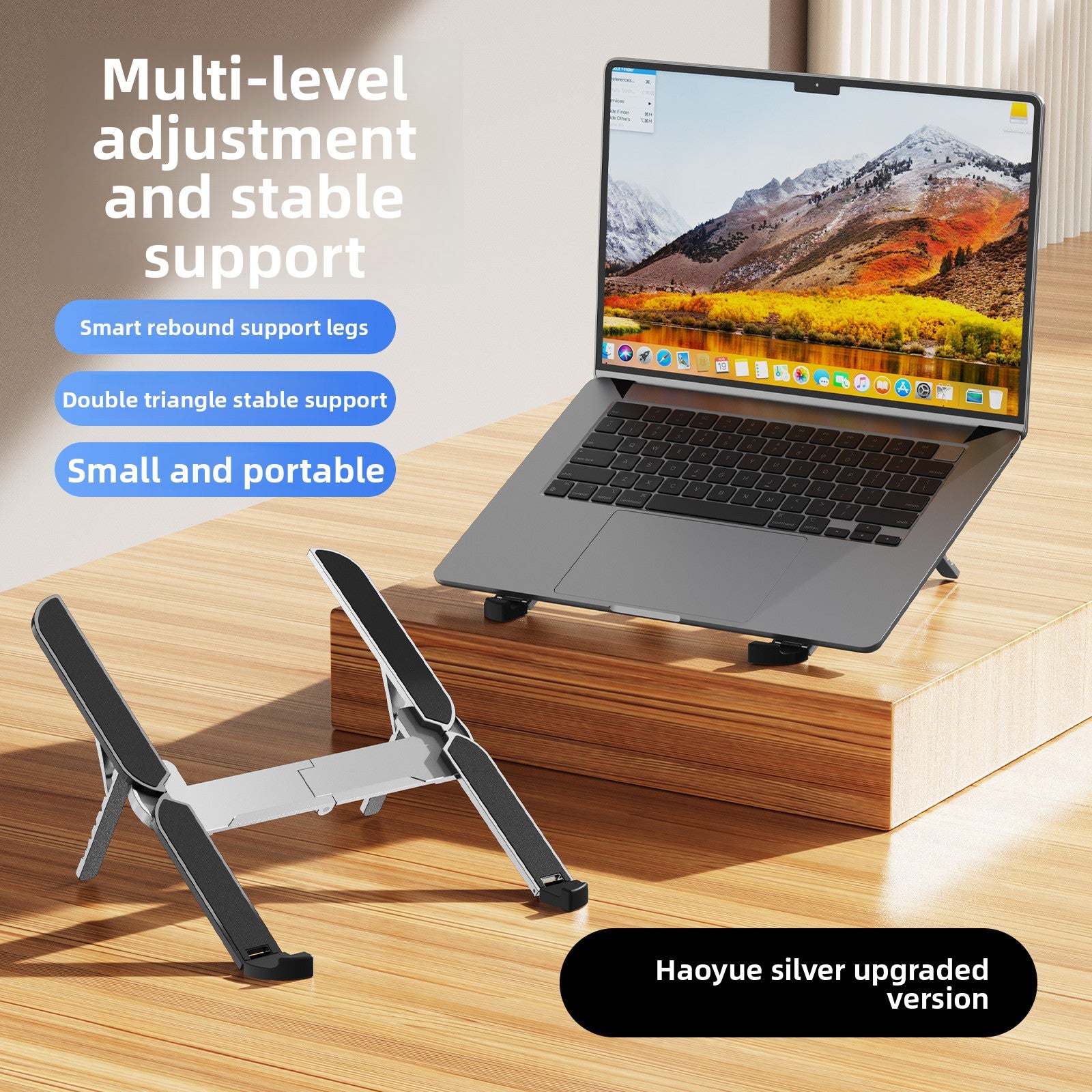 Soporte de aluminio para portátil | Soporte ajustable y plegable para notebook