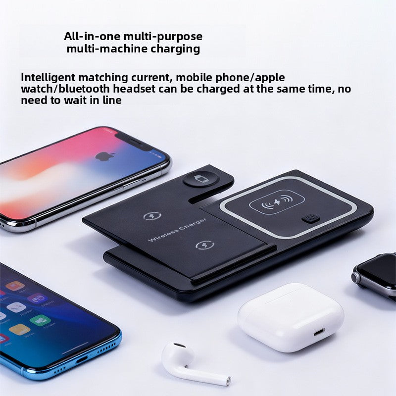 Estación de carga inalámbrica plegable 3 en 1 | Cargador para teléfono, reloj y auriculares