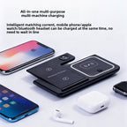 Estación de carga inalámbrica plegable 3 en 1 | Cargador para teléfono, reloj y auriculares