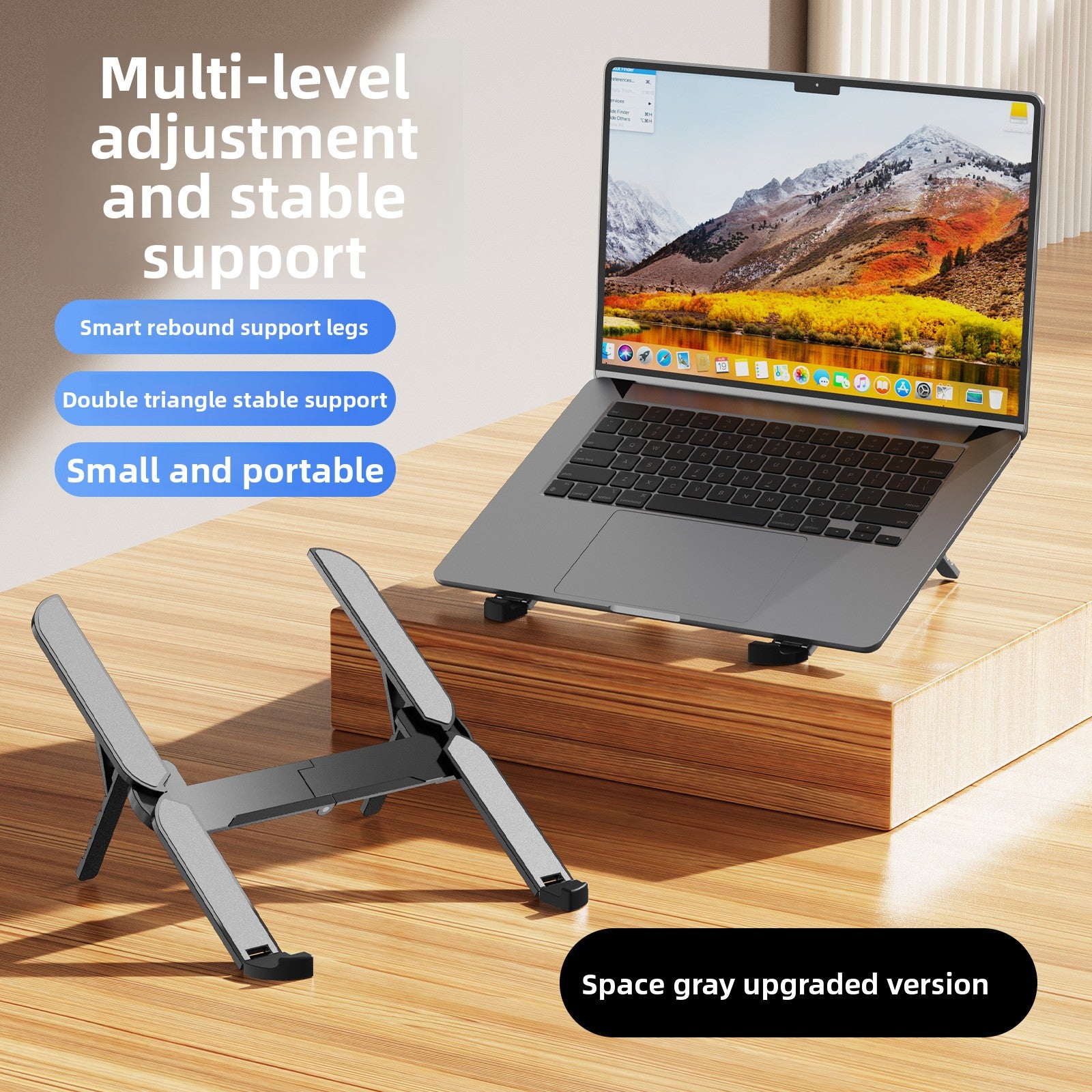 Soporte de aluminio para portátil | Soporte ajustable y plegable para notebook
