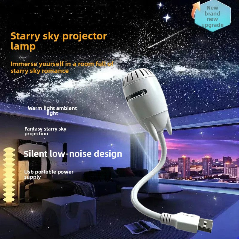 Proyector de cielo estrellado y luz nocturna | Lámpara ambiental de galaxia USB